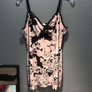 Slip Night Gown L Pink Roses Excellent Condition